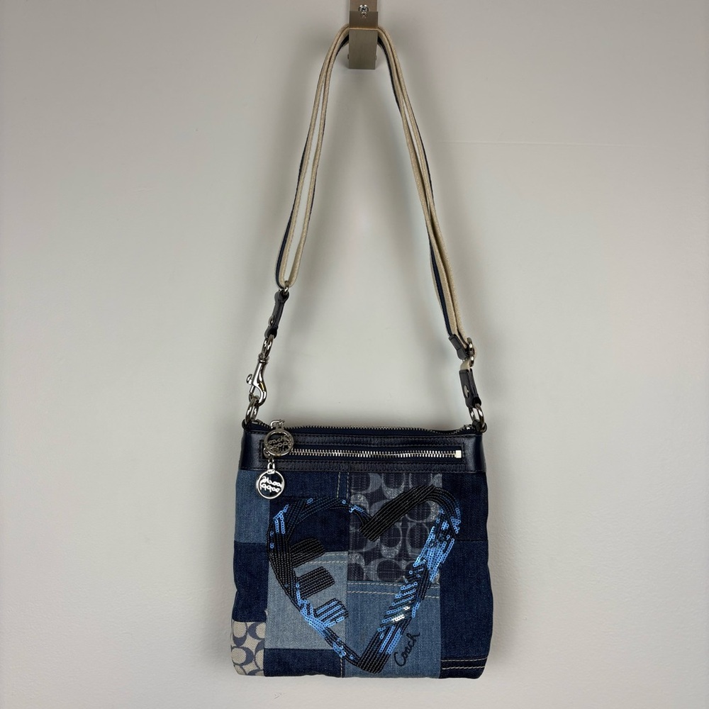 Rare Vintageβ Y2K Coach Poppy Denim Patchwork Crossbody Bag